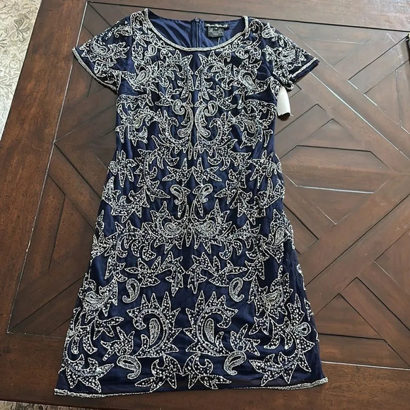 NEW Pissarro Nights Beaded Mesh Cocktail Dress - size 6 - Picture 3 of 7
